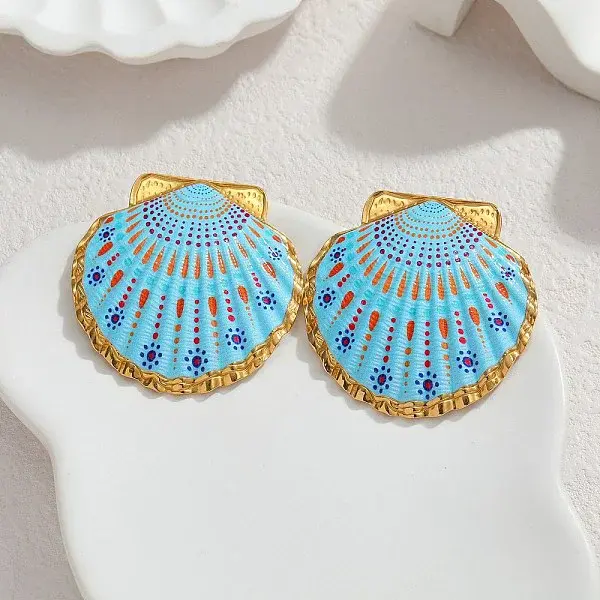 304 Stainless Steel & Enamel Stud Earrings