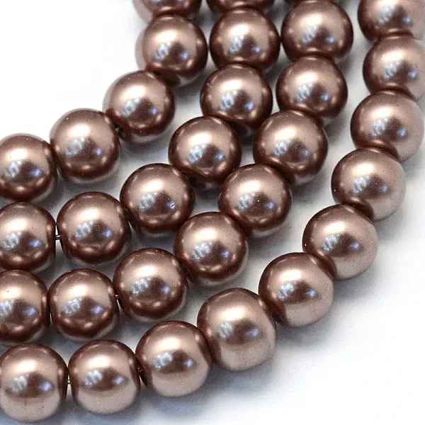 Baking Paint Pearlized Glass Pearl Round Bead Strands