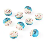 9Pcs Handmade Printed Porcelain Beads