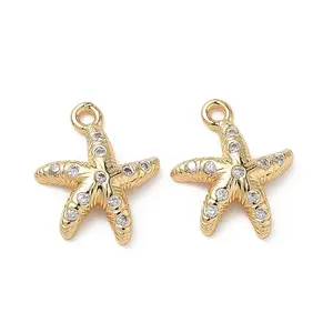 Brass Micro Pave Clear Cubic Zirconia Charms