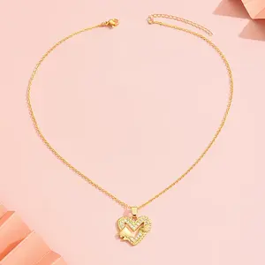 Brass Micro Pave Cubic Zirconia Pendant Necklaces