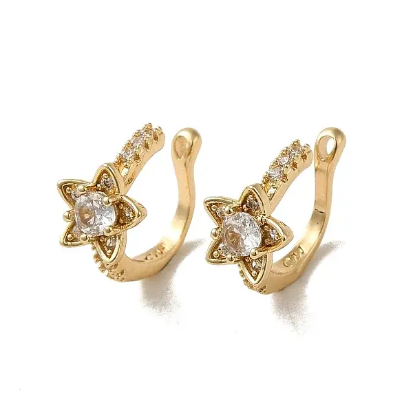 Brass Micro Pave Cubic Zirconia Cuff Earring
