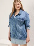 Trendyol Curve Prechodná bunda  modrá denim