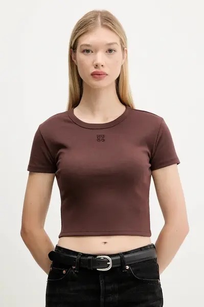 HUGO crop top dámsky s bavlnou Delanor