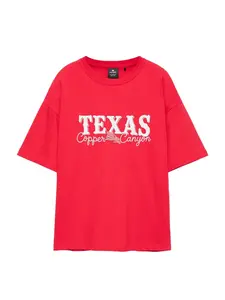 Pull&Bear Tričko 'TEXAS'  červená / biela