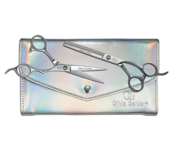 Sada kadeřnických nůžek 5,75" a efilačních nůžek 6,35" Olivia Garden SilkCut Pro Pride Edition (PRIDE 575/635) + dárek zdarma