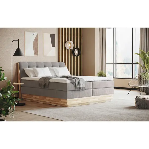 POSTEL BOXSPRING, 200/200 cm, světle šedá