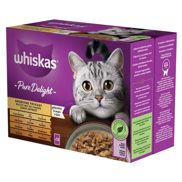 Whiskas Pure Delight Cassarole, výběr drůbeže - Multipack 4 x (12 x 85 g)