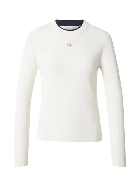Calvin Klein Jeans Sveter 'Textured Long Sleeve'  biela