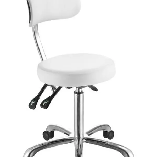 Taburet na kolečkách s opěrkou Weelko Comfort, bílý (1025B) + dárek zdarma