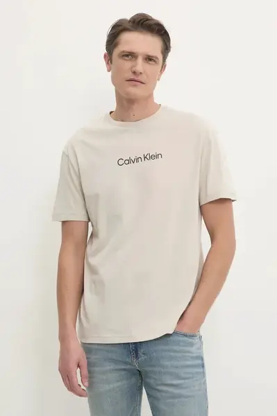 Bavlněné tričko Calvin Klein béžová barva, K10K111346