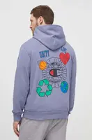 Mikina Champion pánská, fialová barva, s kapucí, s potiskem, 219785