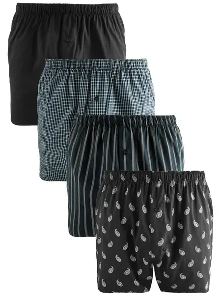 Next Boxerky  zelená / tmavozelená / čierna / biela