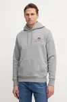 Mikina Gant pánská, šedá barva, s kapucí, s aplikací