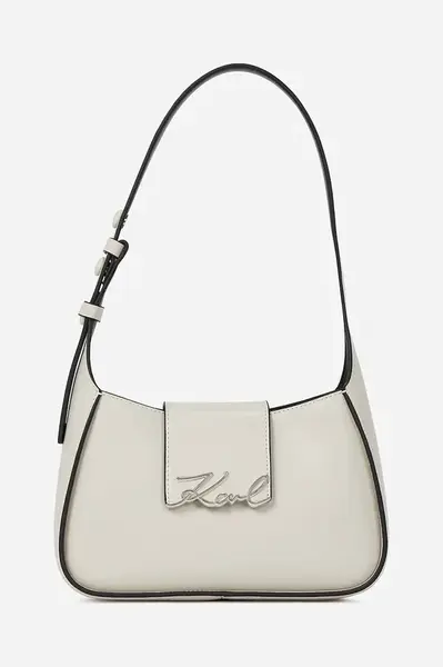 Kožená kabelka Karl Lagerfeld bílá barva, A1W30149