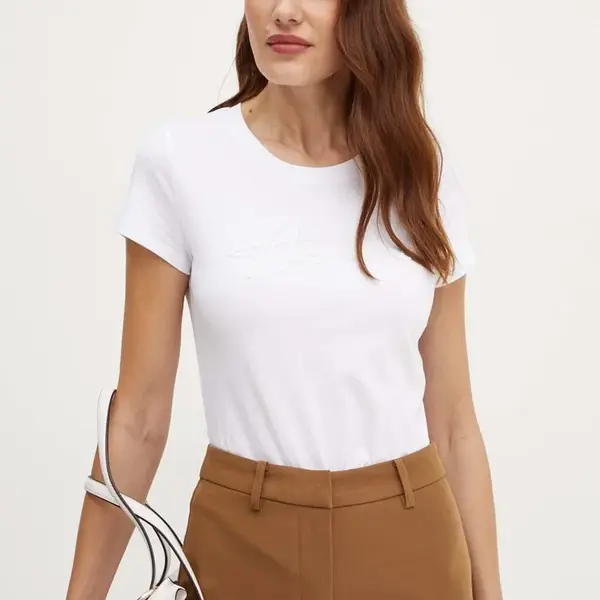 Bavlněné tričko Armani Exchange bílá barva, 6DYT51 YJG3Z