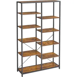 Boxxx REGÁL, hnědá, černá, ocel, 100/170/30 cm