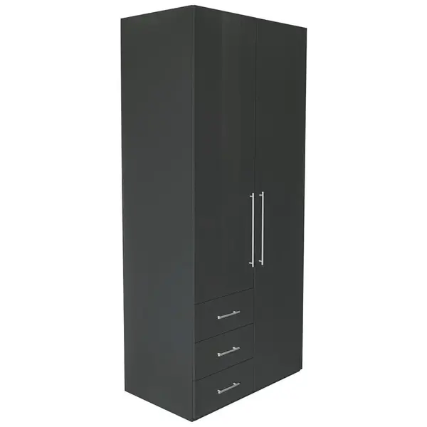 Xora ŠATNÍ SKŘÍŇ S OTOČNÝMI DVEŘMI, vysoce lesklá antracitová, antracitová, 98/218,6/59,4 cm