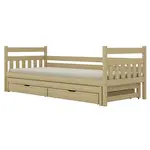 Posteľ Dawid s prístelkou + zásuvky 80x160 prírodná, nelakovaná