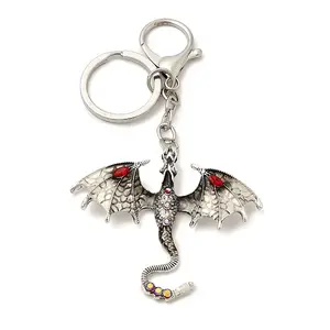 Dragon Alloy Rhinestone Pendant Keychains