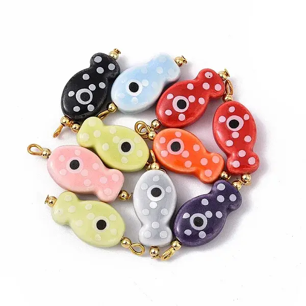 10Pcs Handmade Porcelain Fish Pendants
