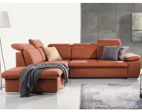 Rohová sedačka Aldon, cihlová strukturovaná látka, levý roh