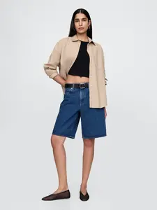 GAP Denim Shorts Mid Rise Longline - Women's