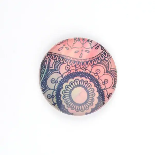 Flower Pattern Printed Glass Cabochon