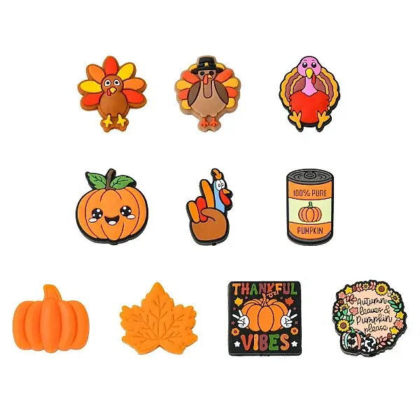 20Pcs 10 Styles Thanksgiving Day Themed Silicone Beads Sets