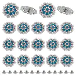 20Pcs Flower Zinc Alloy & Rhinestone & Glass Rivets