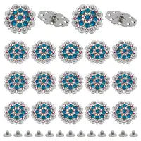 20Pcs Flower Zinc Alloy & Rhinestone & Glass Rivets