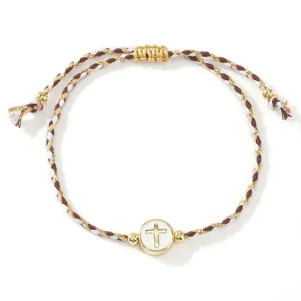 Brass Enamel Bead Braided Bead Bracelets