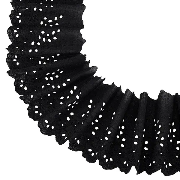 5 Yards Cotton Embroidery Flower Wavy Edged Lace Ribbons