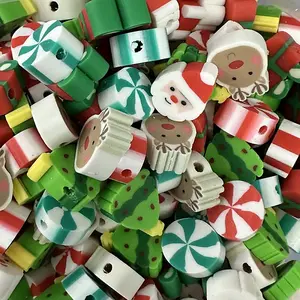 Christmas Themed Handmade Polymer Clay Beads