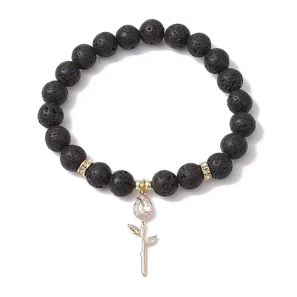 Natural Lava Rock Beaded Stretch Bracelets