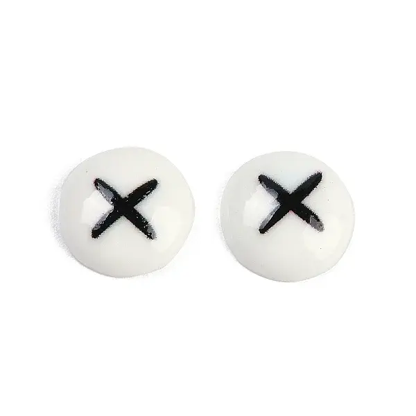White and Black Flat Round Cartoon Resin Cabochons