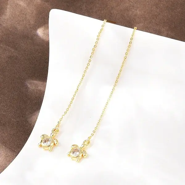 Brass Clear Cubic Zirconia Ear Thread