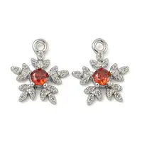 Flower Brass Micro Pave Cubic Zirconia Pendants