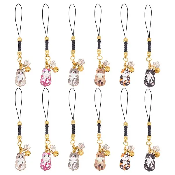 12Pcs 6 Styles Alloy Enmal Pendant Decorations