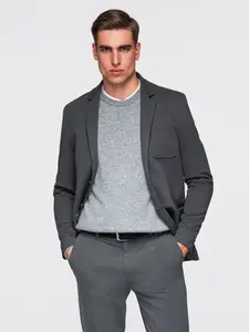Ombre Men's SLIM knit jacket with subtle texture - graphite