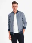 Ombre Men's pique knit bomber sweatshirt - navy blue