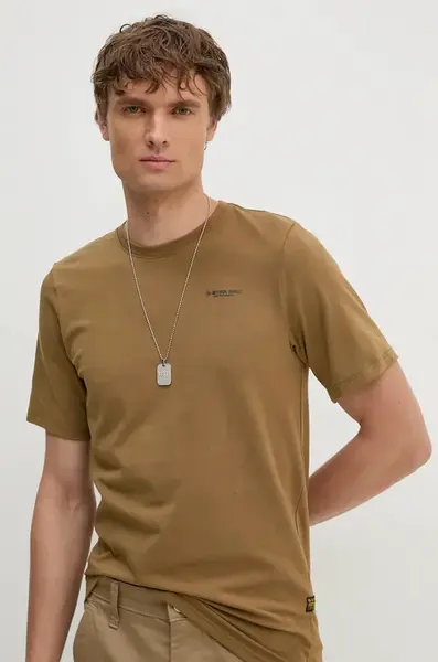 Tričko G-Star Slim base hnědá barva, D19070-C723