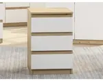 Skříňka/vysoký noční stolek Carlos 40 cm, dub artisan/bílá, 3 zásuvky
