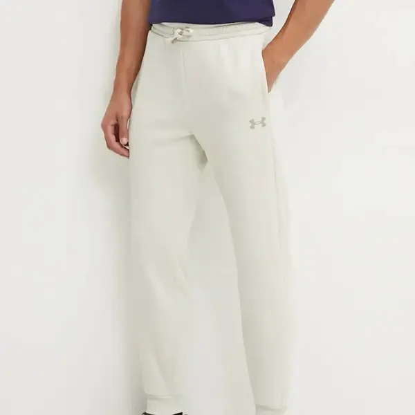 Tepláky Under Armour Armour Fleece Pro béžová barva, hladké, 1386586