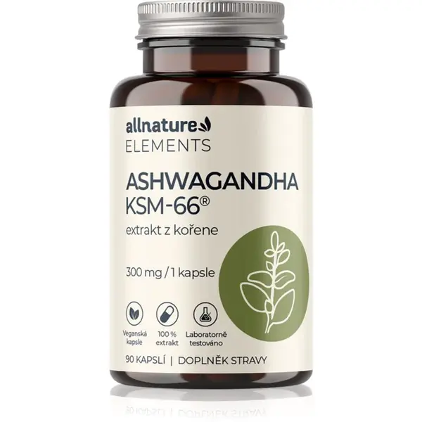 Allnature Elements Ashwagandha KSM-66 kapsuly pre psychickú pohodu 90 cps
