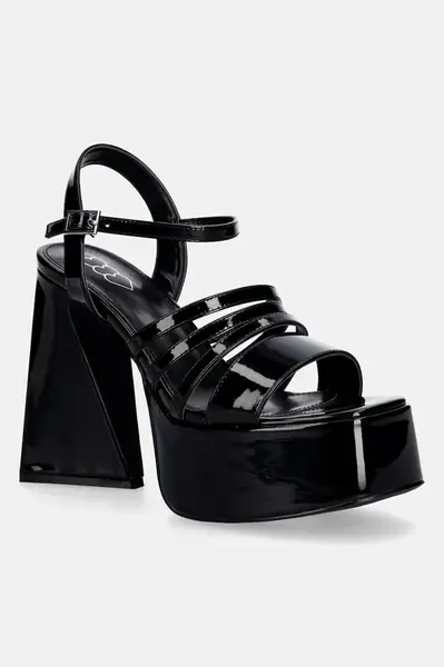 Sandály Koi Footwear Dynasty All Black Platform Strappy Heels