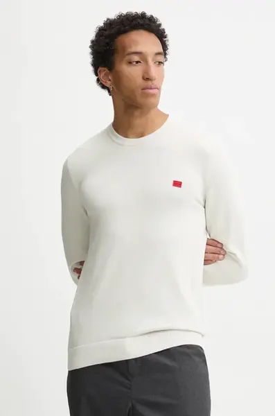 Bavlněný svetr HUGO San Cassius-C1 černá barva, lehký, 50475083