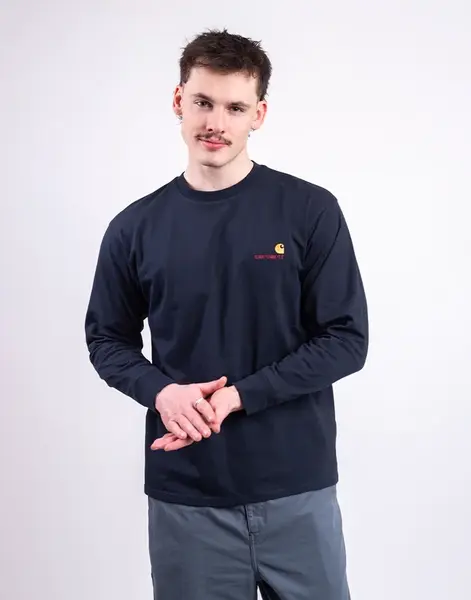 Tričko Carhartt WIP L/S American Script T-Shirt Deep Night