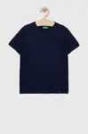 Dětské bavlněné tričko United Colors of Benetton tmavomodrá barva