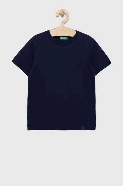 Dětské bavlněné tričko United Colors of Benetton tmavomodrá barva